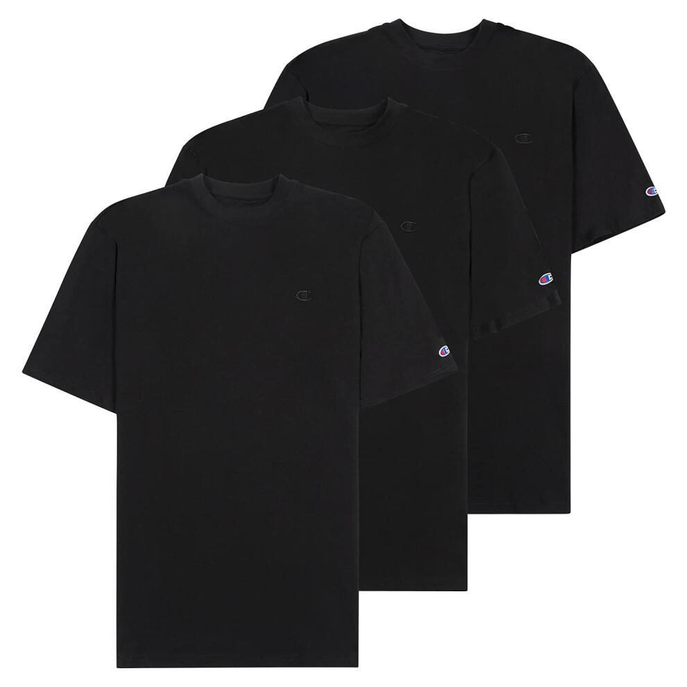 Champion Big and Tall Shirts for Men - 3 Pk 100% Cotton Men Big and Tall T-Shirt Black/Black/Black