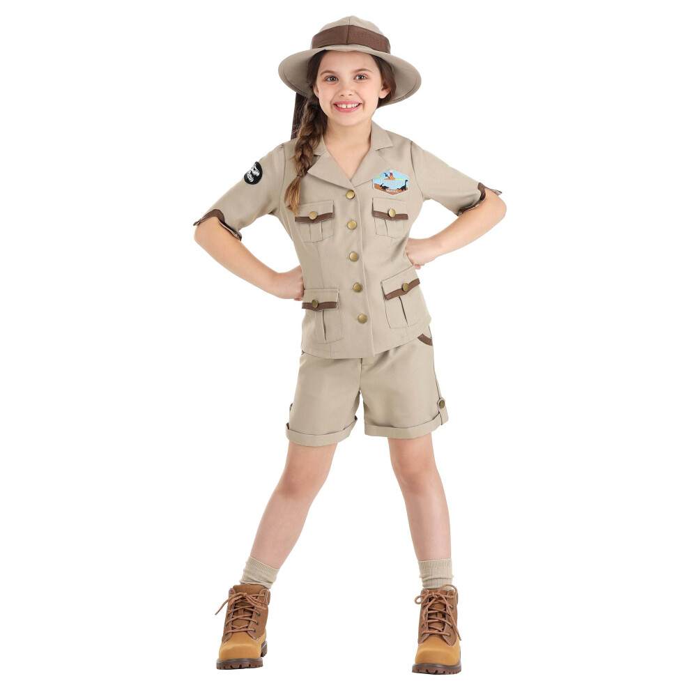 Photos - Fancy Dress Fun Costumes Paleontologist Costume for Girls Kids Beige Safari Style Dig Site Uniform with Hat Large Cream FUN7146CH