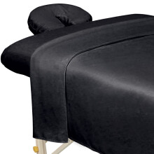 Ensemble de draps de massage 3 pièces en microfibre de qualité supérieure ForPro Professional Collection, noir, ultra-léger, résistant aux taches