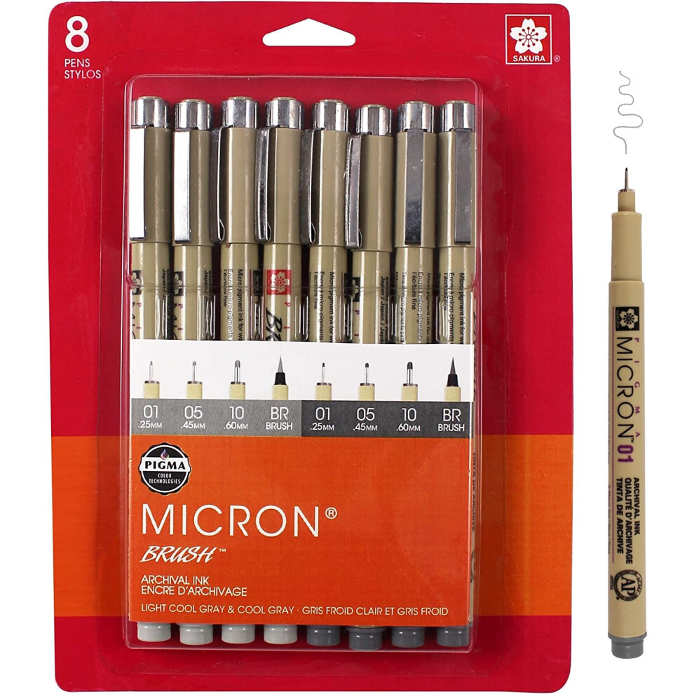 Stylos Pointe Fine Sakura Pigma Micron - Stylos Encre Grise D'archive - Stylos Pour Crire, Dessiner Ou Tenir Un Journal - Tailles De Pointe-image
