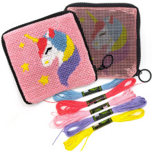 PREPRET PRINTED NÅNPOINT WOLUT KIT til børn Broderi Arts and Crafts Set Cross Stitch Sewing Latch Hook Kit (enhjørning)
