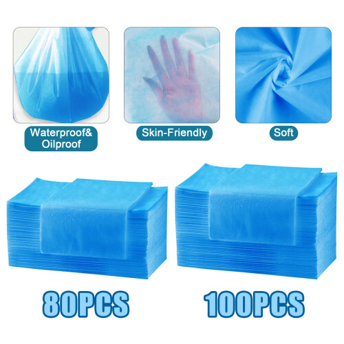 Draps de lit jetables 100PCS, 31.5" x 74.8" Draps de table de massage imperméables 1