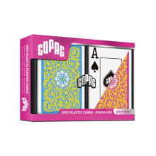 Copag 1546 Neoteric Design 100% plastic speelkaarten Pokerformaat (standaard) Geel/roze/blauw dubbeldeksset (normale index)