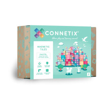 Connetix Tiles 120 Piece Pastel Creative Pack Educational Magnetic Building Set with Large Squares Various Geometric Tiles and Door and Window Piec