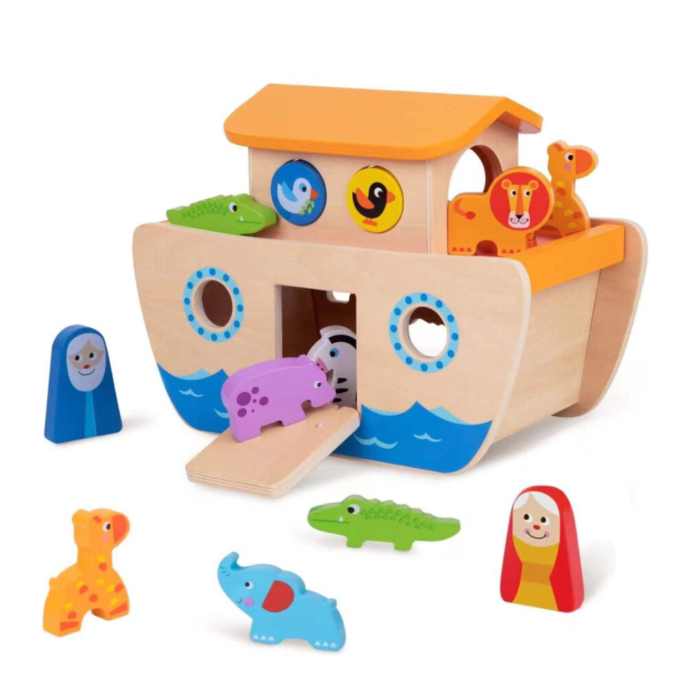 TOOKYLAND Arche de No    en bois pour enfants, jouets trieurs de formes d'animaux, jouets d'histoires bibliques, cadeaux de bapt   me pour filles et