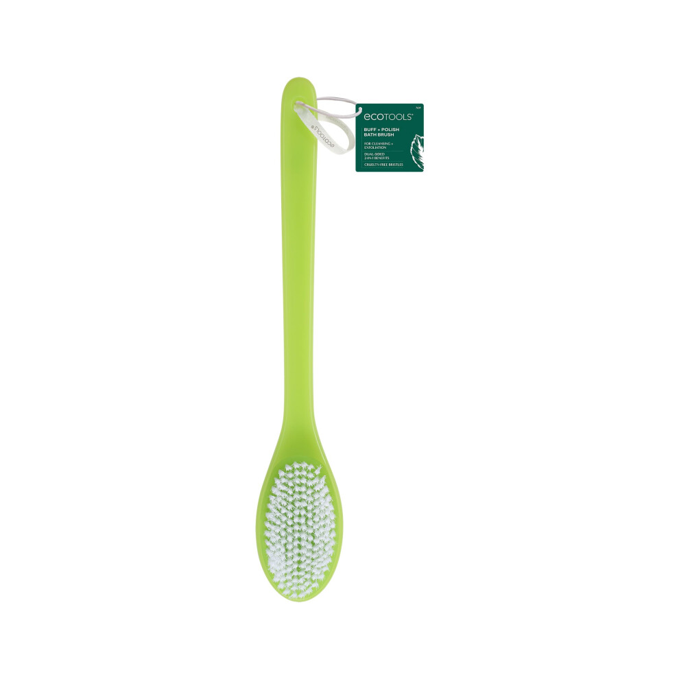 EcoTools Buff + Polish Bath Brush  Long Handle To Cleanse & Exfoliate Back & Hard-To-Reach Areas  Eco Friendly Shower Brush Removes Dead Skin  Cruelty