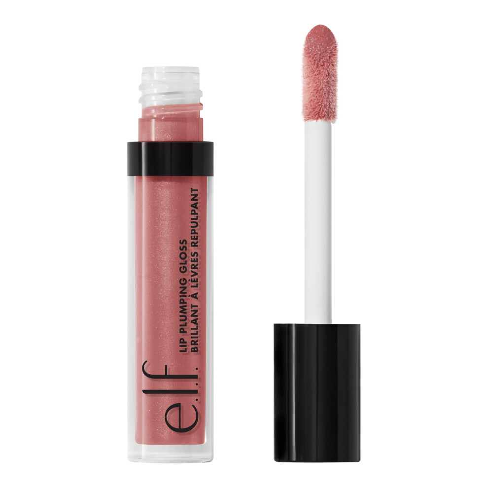 e.l.f. Lip Plumping Gloss  High-Shine Liquid Lip Color  Creates Fuller Lips & Plumper Pout  Moisturizing Formula  Mauve Lady  0.09 Fl Oz