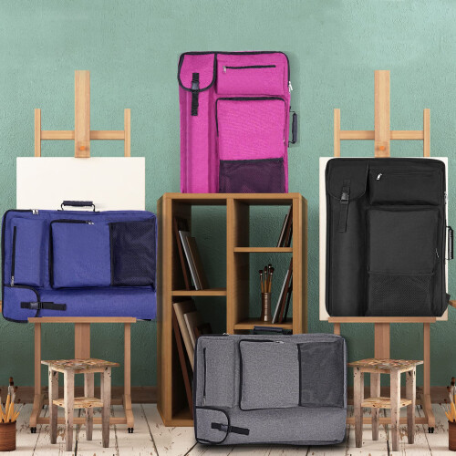 TreochtFUN Θήκη Portfolio Τέχνης 18 X 24 με Σακίδιο & Τσάντα για Έργα Τέχνης (Μαύρη) 2