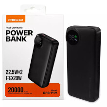 (20,000mAh) Recci Portable Power Bank 45W 50,000mah Capacity, Travel, Camping, Fast-Charging, High Capacity Long-lasting Power Bank for iPhone, iPad, Samsung