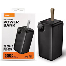 (50,000mAh) Recci Portable Power Bank 45W 50,000mah Capacity, Travel, Camping, Fast-Charging, High Capacity Long-lasting Power Bank for iPhone, iPad, Samsung