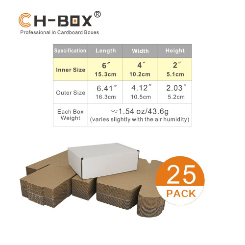 CH-BOX 6x4x2'' Μικρές Σακούλες Αποστολής 25 Τεμάχια, Κουτιά Κάρμπον Λευκά (CM642-25) 1