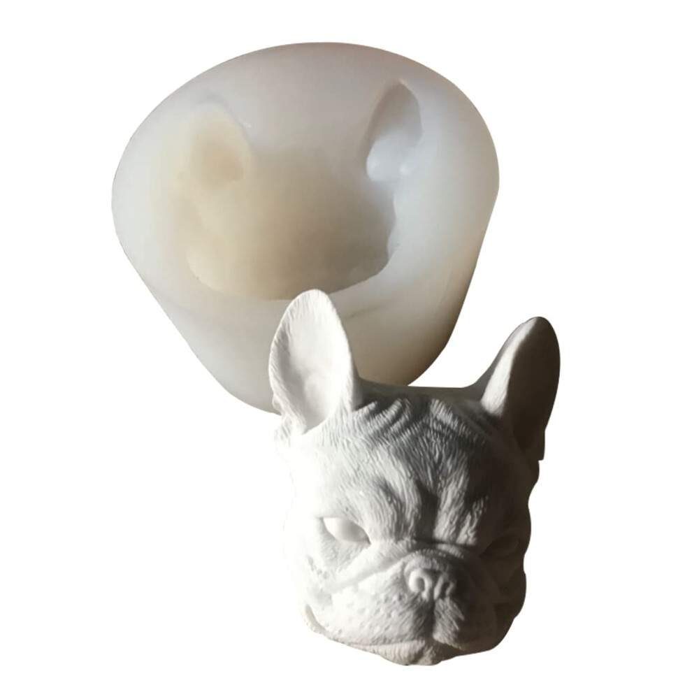 Wugebud 1 Pz 3D Bulldog Francese Testa Di Cane Stampo In Silicone Fai Da Te Stampo Di Cottura Cubo Di Ghiaccio Torta Cioccolato Stampo Decorazione Gesso Fondente Candela Sapone Bomboniere-image
