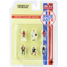 Race Day 2 6 Piece Diecast Figurine Set for 164 Scale Models by American Diorama 76472 (AD76472)