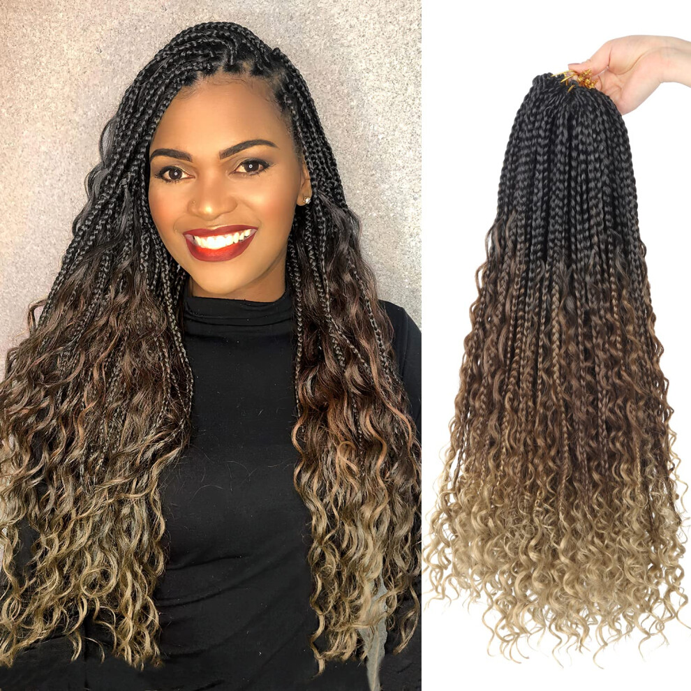 Diha Unisex Goddess Box Braids Crochet Hair With Curly Ends 22 Inch Bohomian Box Braids Crochet Braids 8 Packs 3X Crochet Braids Synthetic Braiding Hair Extension