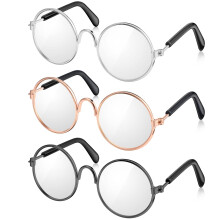 3 Paar Puppenbrillen, Metalldrahtrand, klare Glser, Brillen, Stoffpuppen-Anziehbrillen, Mini-Puppen, Kostmzubehr fr 18-Zoll-Puppen und andere Pup