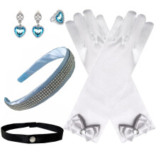 Kostumzubeh   r fur Madchen, Prinzessin Cinderella, Verkleidungszubeh   r fur Madchen, Cinderella-Stirnband, Krone, Halsband, Handschuhe, Ring, Ohrri