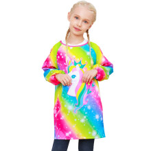 Pashop Kids Art Smocks Unicorn Waterproof Maleri Apron Smock til piger drenge Lang?rmet kn?l?ngde Kunstner Smock med lomme i 3-12 ?r (enhj?rning