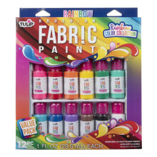 Kits de pintura macia TULIP 44887 Sfpt Multi 1Oz 12Pk Rainbow Color Collection 1 Fl Oz (pacote com 12) conforme detalhado