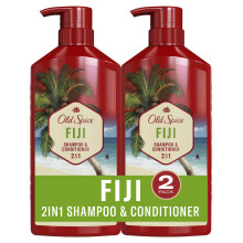 Old Spice Fiji 2-in-1 Shampoo and Conditioner Set for Men, Coconut & Tropical Wood Scent, Get Up To 80% Fuller-Looking Hair, Barbershop Quality, Fresh