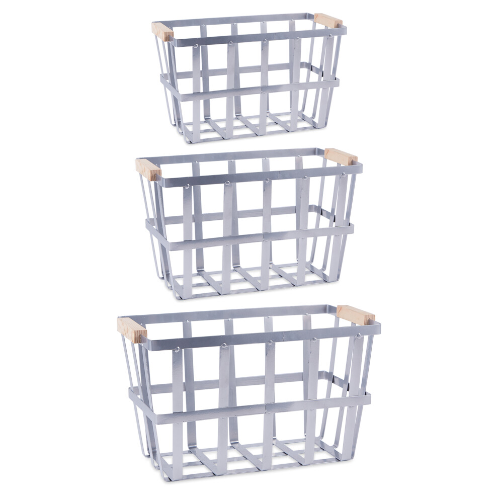 DII Asst Galvanized Metal Urban Modern Basket Set/3