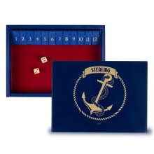 STERLING Games Shut The Box-Spiel aus Holz, 12 Zahlen, mit Deckel im Home-Decor-Design und gefilzter Rollflche, Blau