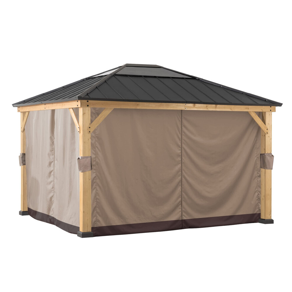 Rideau de remplacement universel original Sunjoy pour tonnelle en bois de 4,0     5,5 m (13     15 pi) kaki