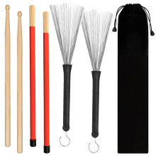 TBRAND Drum Strucks 1 para 5a klonowe drewniane patyczki bebnowe 1 pary wysuwane szczotki drutu