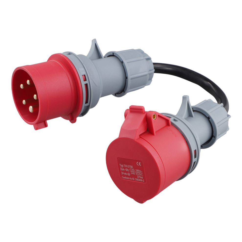 Adaptateur 5 broches rouge 32 A mâle vers 16 A femelle pour chargeur de véhicule électrique, connecteur de rallonge, prise 400 V