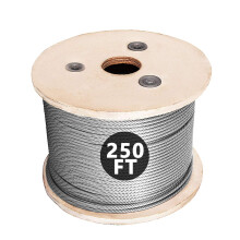 Honyta 250ft 304 Cable de acero inoxidable barandilla de cubierta de acero inoxidable de 3/16 pulgadas con 7 x 19 construccin de hebras 3700 libras