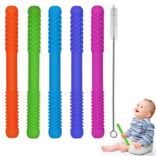 Hollow Teething Tubes Toys for Babies Girls Boys  5 Pack Silicone Baby Teether Toy Tube for Infants with Nursing Biting Chewing  Chew Straws for Toddl