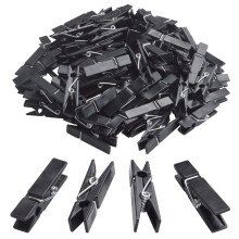 BronaGrand Plastic Mini Clips 100 stuks Mini Plastic Clips Zwarte Foto Clips Kleine Wasknijpers Papieren Pinnen voor Foto's Afbeeldingen Papieren Sok