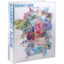 Banknote World Deluxe Collector-Quality Currency Album, Blue, 300 Pockets, Protective Sleeves; Gift-Ready (ALB-MXBN-300)