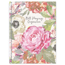 Pale Peony Bill Paying Organizer Book - Groot 9"" bij 12 inch spiraalgebonden 14 pocketpagina's 32 labelstickers Rekeningtracking Bonnenopslag