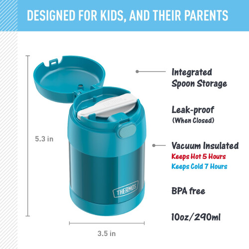 Thermos THERMOS FUNTAINER 10 oz Ανοξείδωτο Βαθύ Σκεύος Φαγητού με Κουτάλι, Τυρκουάζ 1