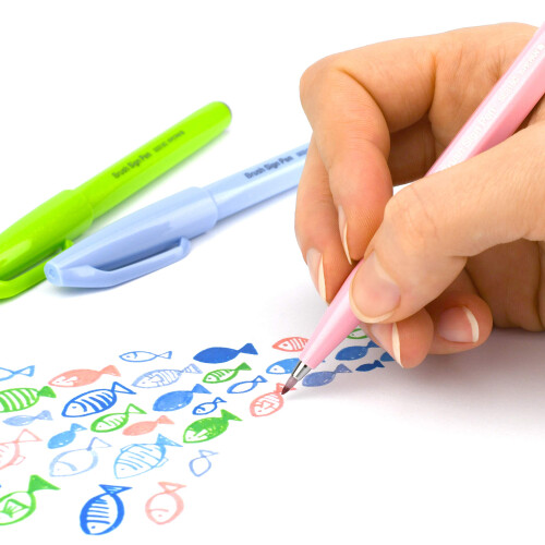 Pentel Πενάκι Pentel Arts Sign με Βούρτσα, 4 Παλέτες Παστέλ, 6-Συσκευασία (SES15C2BP6M1) 1