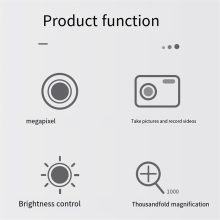 Microscópio sem fio, microscópio digital portátil USB WiFi, ampliação de 50 a 1600x, 8 LEDs com suporte de metal