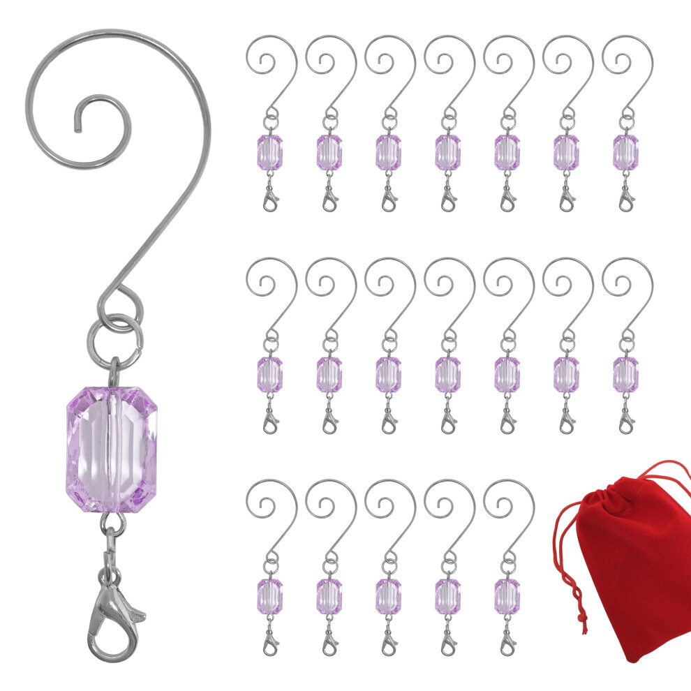 Ganci Per Decorazioni Natalizie Banberry Designs - Ganci Per Decorazioni In Filo D'argento Acrilico Viola Chiaro - Confezione Da 20 - L 3""""""""-image