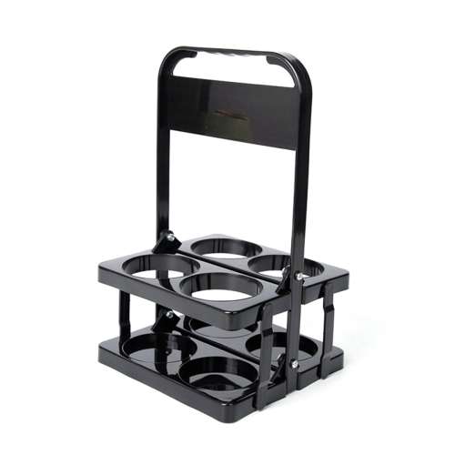 4 Holes Foldable Plastic Beverage Carrier,Reusable Drink Holder with Handle Portable Black 1