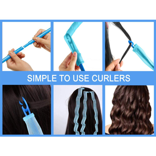40PCS Curlers de Cabelo Mágicos Sem Calor em 2 Estilos com 4 Ganchos para DIY 1