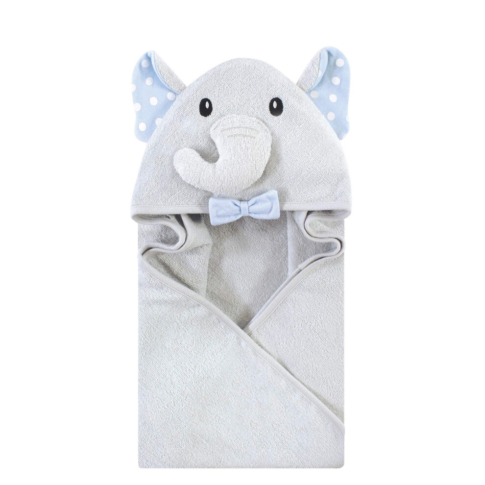 Toalla Con Capucha Unisex Hudson Baby De Algod N Con Cara De Animal Y Lunares Blancos, Elefante Gris, Talla Nica-image