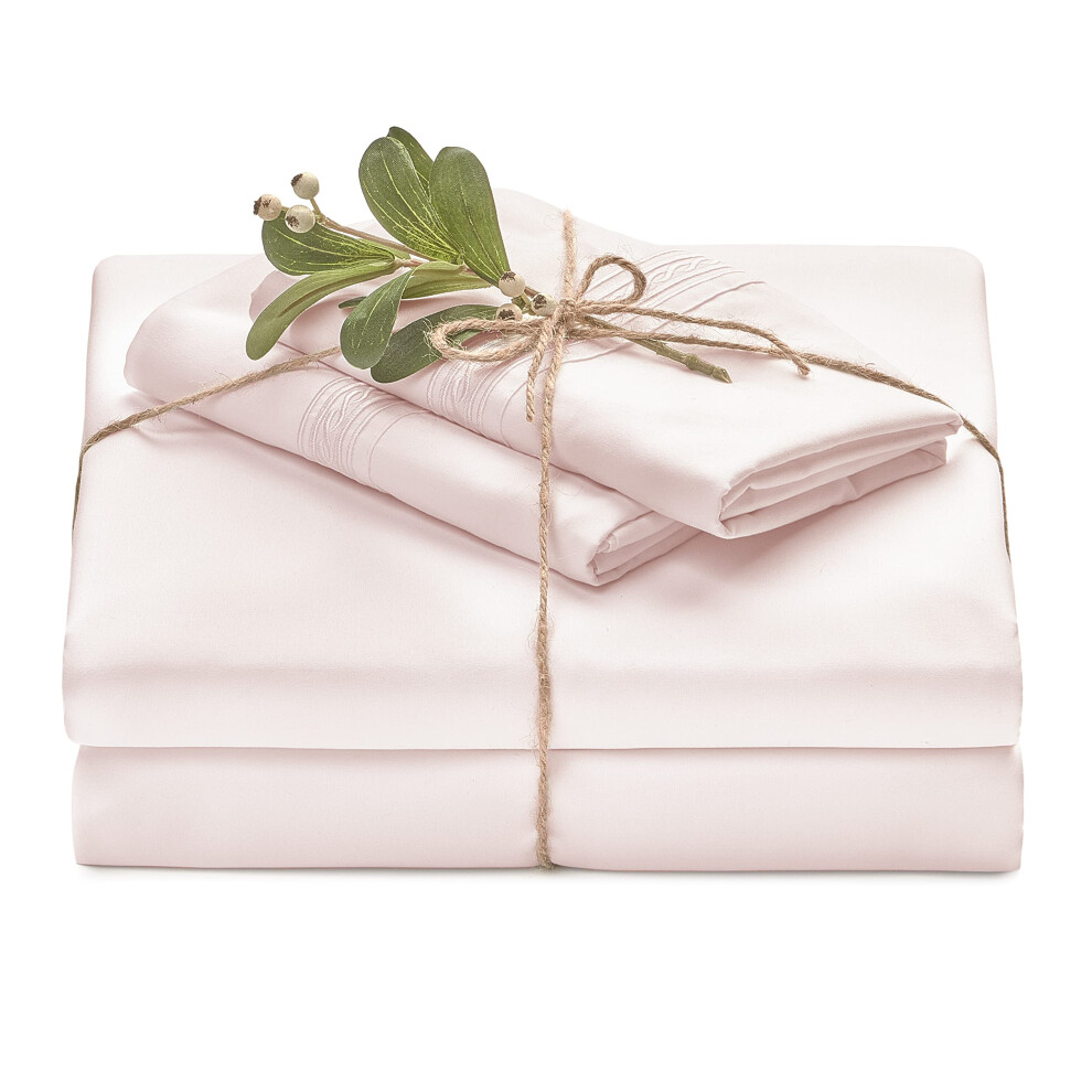 Parure de lit Chanasya Premium Soft Rose clair 4 pi   ces pour lit king size - Microfibre percale - Drap-housse, drap plat et taies d'oreiller - Po
