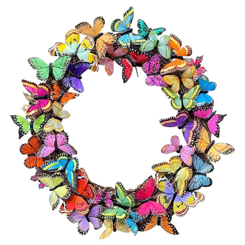 Easter Decorations, Front Door Wreath Butterfly Wall Decor Spring Summer Floral Wreaths For Indoor Outdoor Home Torribaly