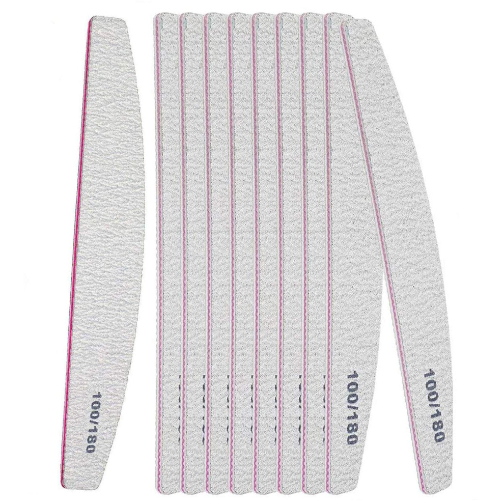 Bamutu 10Pcs Nail File Professional Double Sided Emery Board (100/180 Grit) Washable Nail Files Reusable Fingernail Buffering Files Manicure Tools Kit For Ho