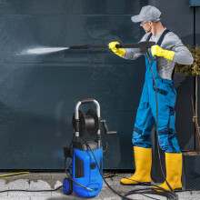 Outsunny 1800W Power Washer 150 Bar, 6m Hose & Reel, Adjustable 0-75 Nozzle, Portable Outdoor Cleaner 84H-376V70BU