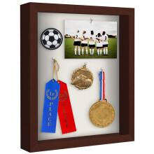 Americanflat 11x14 Shadow Box Frame in Mahogany with Soft Linen Back - Engineered Wood with Shatter-Resistant Glass and Hanging Hardware for Wall and