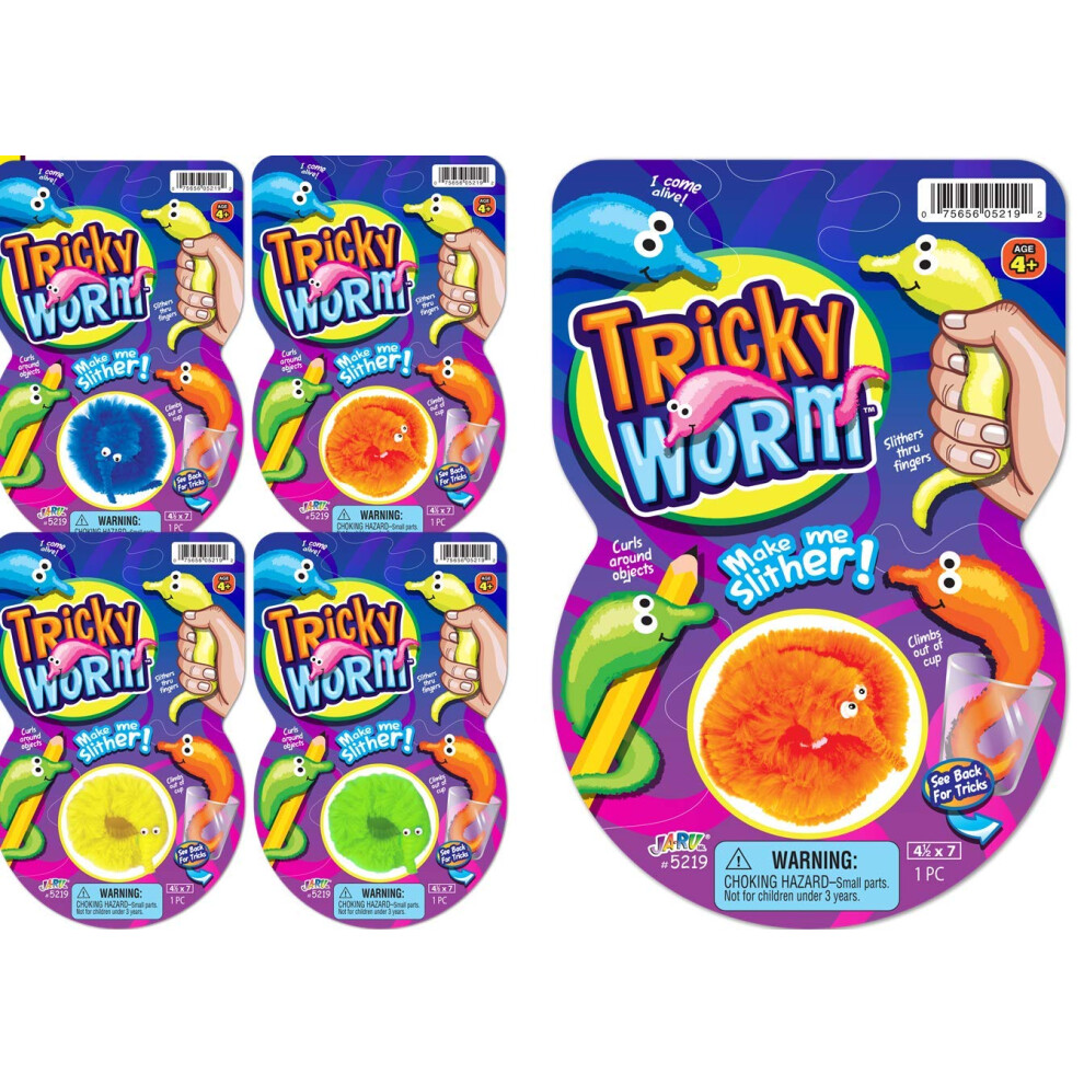 JA-RU Vers pelucheux sur des cordes sur une corde Jouet magique Fidget Worms (4 assortis emball  s individuellement) Ver ondulant sur une corde Jouets
