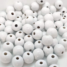 130 PCS White Wood Beads 20mm Wooden Beads with 5mm Large Hole for Bracelets DIY Craft and Home Decoration (3/4 Inch)