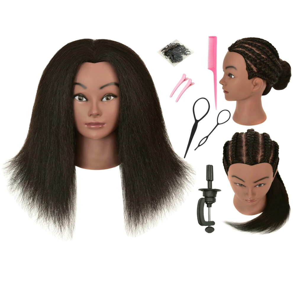 Lhnhair Unisex Not,Specified Rihannahair Mannequin Head With 100% Human Hair Manikin Cosmetology Makeup Manican Doll Display Practice Braiding Styling Training Head With Stan