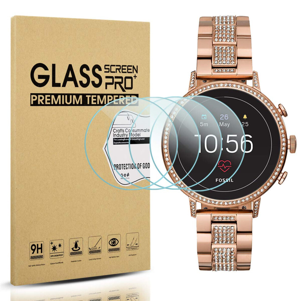 Diruite 4-Pack For Fossil Q Venture Hr Screen Protector Tempered Glass For Fossil Q Venture Gen 4 Smartwatch [2.5D 9H 631105693967