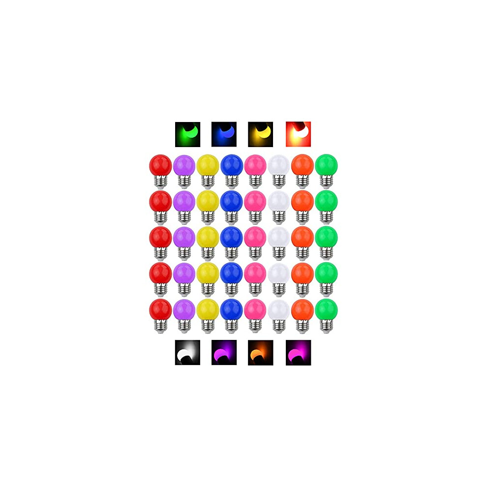 V-TOO LED 40 Pack Coloured Light Bulb E27 Screw Cap 3W Multi Colour LED Light Bulbs Mood Ambiance Lighting for Home Decoration Patio Party Club-image-OPC-PGBSHTX-NEW